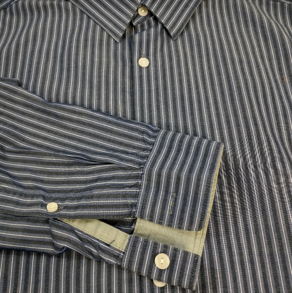 Men's Calvin Klein Striped Button Down Long Sleeve Cotton Blend Shirt M - Picture 4 of 8